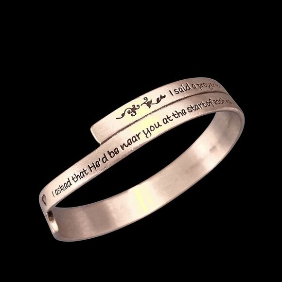 Inspirational Pewter Bangle Bracelet Engraved Unisex I said a prayer for you VTG - Picture 2 of 13
